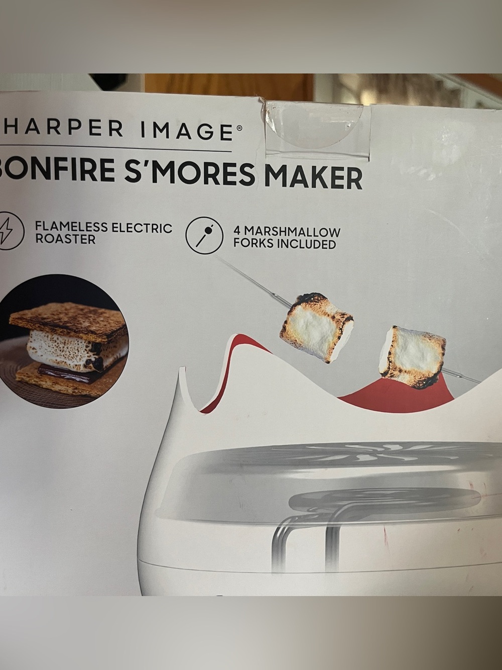 Sharper Image White Bonfire S'mores Maker with Red Accent